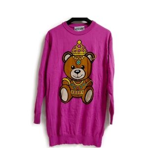 Moschino Hot Pink Knit Crewneck Sweater